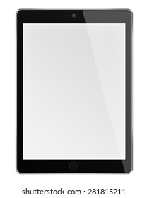 Realistic tablet computer ipade style mockup with blank screen isolated on white background. Highly detailed illustration.