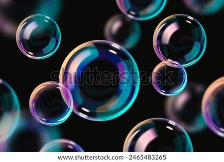 Realistic transparent water bubbles composition