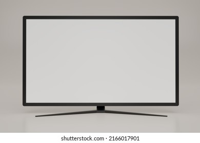 Realistic TV screen. TV flat screen LCD, plasma realistic illustration, 4k monitor isolated on white background. Black LED television. Modern blank screen. 3D render illustration.