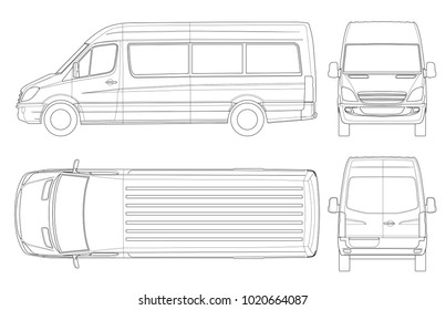 Realistic Van Template Outline Isolated Passenger Stock Vector (Royalty ...