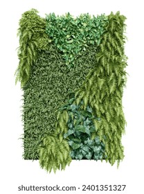 Realistic vertical garden. 3d rendering of isolated objects.