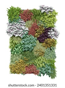 Realistic vertical garden. 3d rendering of isolated objects.
