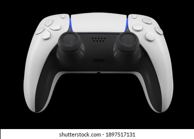 Realistic video game controller isolated on black with clipping path. 3D rendering streaming gear and gamer workspace concept