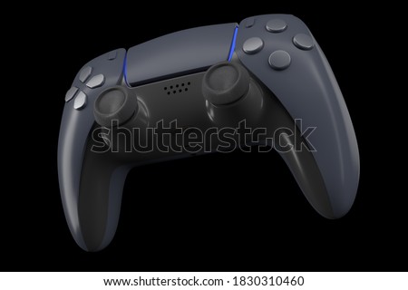 Realistic video game controller isolated on black with clipping path. 3D rendering streaming gear and gamer workspace concept