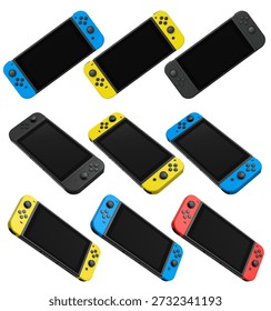 Realistic video game controllers console attached to mobile phone isolated on white background with clipping path