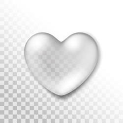 Realistic Water Heart Drop Isolated On Transparent Background