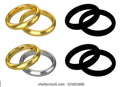 Realistic Wedding Rings - ISOLATED