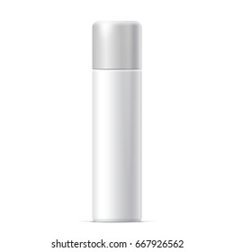 Realistic White Cosmetics Bottle Can Spray, Deodorant, Air Freshener. 3D Illustration