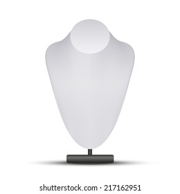 Realistic White Dummy Necklace Bust. Illustration On White Background.