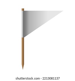 Realistic White Flag Isolated On Background. 3D Pillar Blank Pole. Icon Flagpole Element And Soft Layout Concept Illustration.