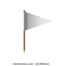 Realistic White Flag Isolated On Background. 3D Pillar Blank Pole. Icon Flagpole Element And Soft Layout Concept Illustration.