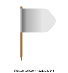 Realistic White Flag Isolated On Background. 3D Pillar Blank Pole. Icon Flagpole Element And Soft Layout Concept Illustration.