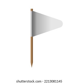 Realistic White Flag Isolated On Background. 3D Pillar Blank Pole. Icon Flagpole Element And Soft Layout Concept Illustration.