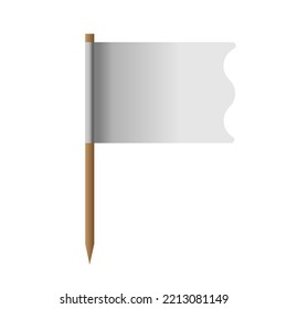 Realistic White Flag Isolated On Background. 3D Pillar Blank Pole. Icon Flagpole Element And Soft Layout Concept Illustration.