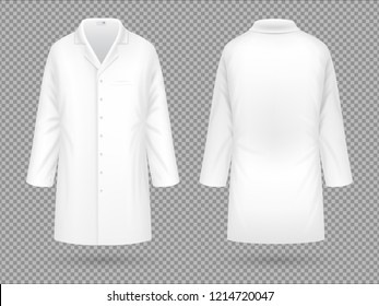 Realistic White Medical Lab Coat, Hospital Professional Suit Template Isolated