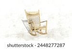 Realistic wooden Rocking Chair in 3d rendering, silhouette on sketch. Front Porch Rocking Chair. Relax symbol.