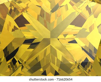 Realistic  Yellow Sapphire Texture Close Up, 3D Illustration.