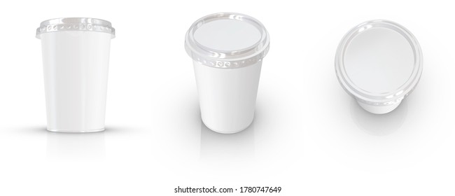 Realistic yogurt cup mockup. 3d rendering	