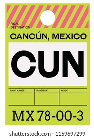 Cancún Realistically Looking Airport Luggage Tag