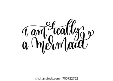 Really Mermaid Hand Lettering Positive Quote Stock Illustration ...