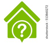 Realty State icon. Glyph style is flat iconic symbol, eco green color, white background.