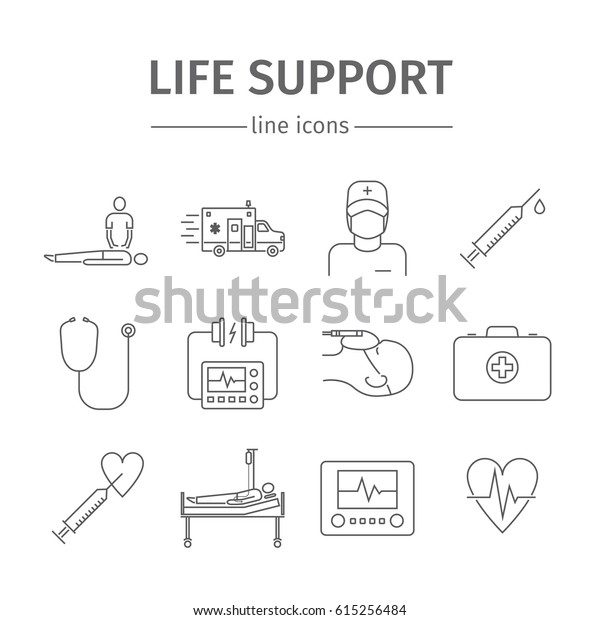 Reanimation symbols.\
Life support line\
icons.