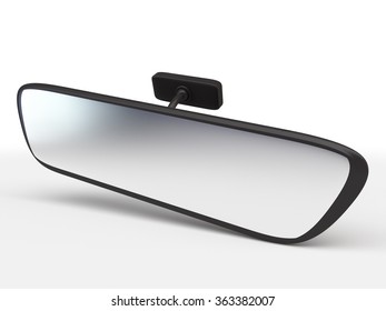 Rear View Mirror Isolated On White Background. Car Rearview Mirror Side View