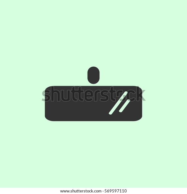 Rearview mirror icon flat. Simple grey symbol\
on green\
background