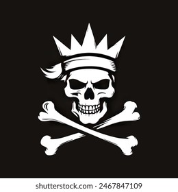 Rebellious Skull and Crown Vector Illustration AI File - Perfect for Edgy Graphic T-shirts and Posters. - Powered by Shutterstock