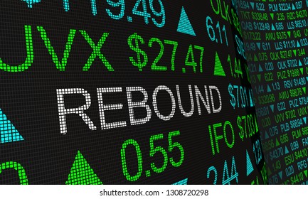 Rebound Stock Market Rally Prices Up Ticker 3d Illustration