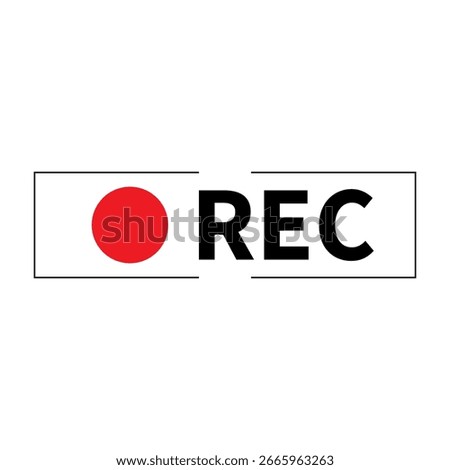 REC Recording Button and Red Dot Icon, Record Symbol for Video and Audio