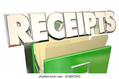 Receipts 3d Illustration Word File Cabinet Expense Report Purchases Proof