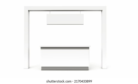 Reception Counter With Branding Area, Mockup. 3d Rendering. 3d Illustration.