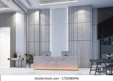 Reception Waiting Area Lobby Wall Decorate Stock Illustration ...