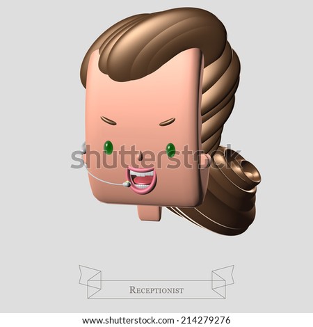 The Receptionist Feminine face with brown hair speaking with a Bluetooth Headset earphone  Photo stock © 
