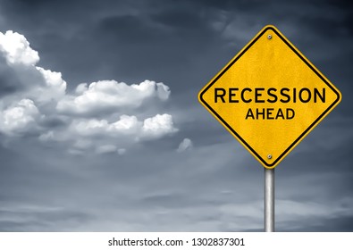 Recession Ahead - Road Sign Warning Concept