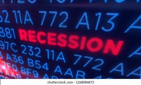 Recession Business And Stock Crisis Concept. Economy Crash And Markets Down 3D Illustration. Screen Pixel Style.