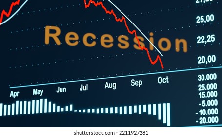 Recession, Depression Era And Social Issue. Falling Chart As Symbol Of Weak Economy And Stock Market Crash. 3D Illustration