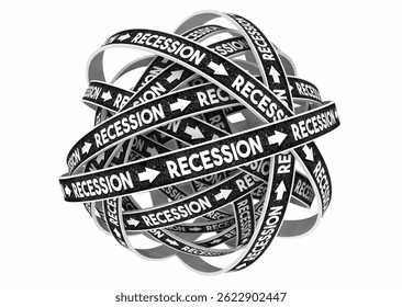 Recession Endless Cycle Bad Eonomy Financial News 3d Illustration