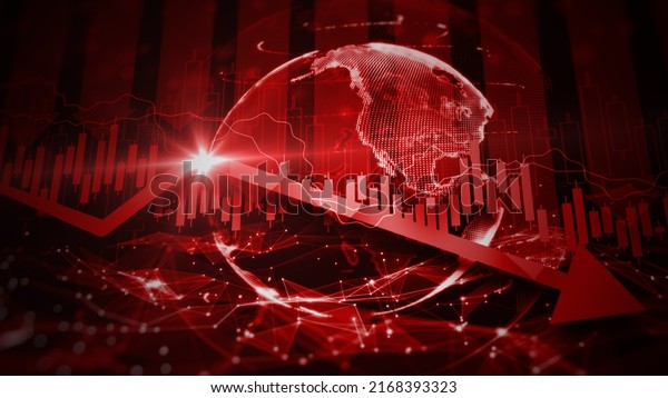 Recession global market crisis stock red price
drop arrow down chart fall, Stock market exchange analysis business
and finance, Money losing inflation deflation, Investment loss
crash, 3d
rendering