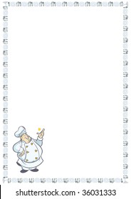 Recipe Card With Chef Cartoon In A Table Set Border