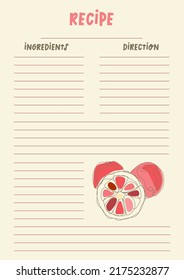 Recipe Card. Pink Recipe Card. Blank Template For Writing Food Recipes.