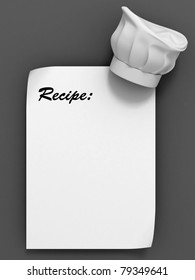 Recipe Template - Chef Hat On The Blank Paper Sheet