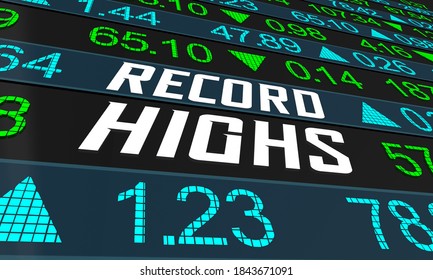 Record Highs Stock Market Share Prices Bull Bubble 3d Illustration