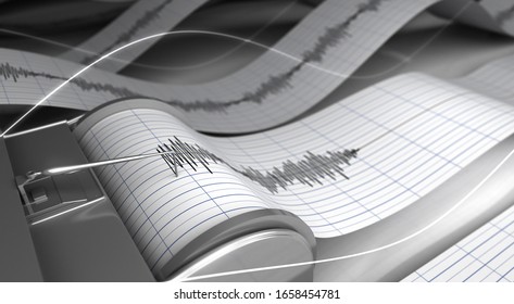 A Record Of Seismic Waves Caused By Earthquakes. 3D Rendering.