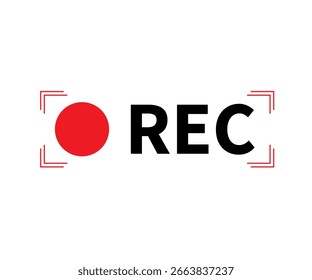 Recording in Progress Symbol, REC Button with Red Circle