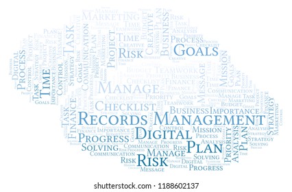 Records Management Word Cloud, Made With Text Only