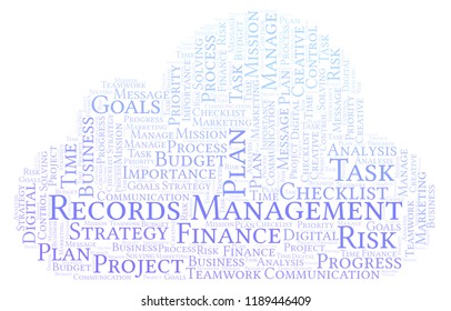 Records Management Word Cloud, Made With Text Only.