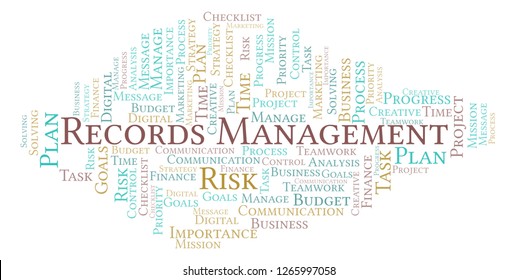 Records Management Word Cloud, Made With Text Only.