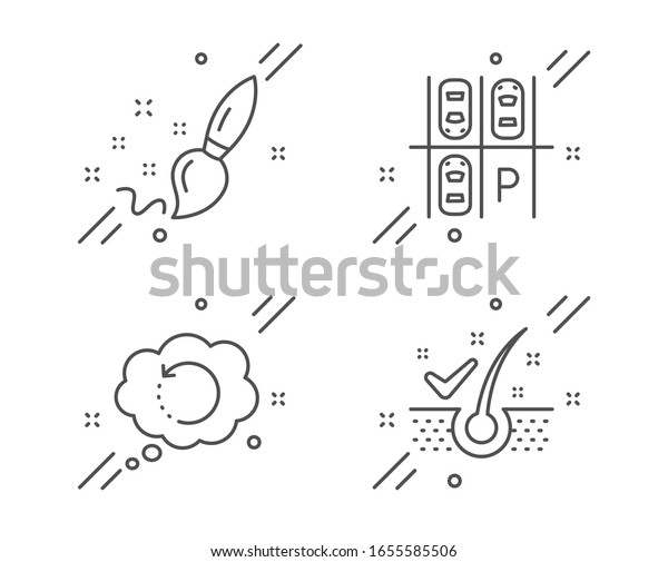 Recovery
data, Paint brush and Parking place line icons set. Anti-dandruff
flakes sign. Backup info, Creativity, Transport. Healthy hair.
Business set. Line recovery data outline
icon.